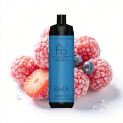 RandM Fumot Shisha 10000 Puffs Beere-Eis LED-Anzeige Typ-C 18 ml vorgefüllte E-Flüssigkeit 0,5% Nic