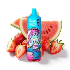 RandM Fumot Tornado 9000 Puffs 18ml Flüssigkeitskapazität Mesh Coil RGB Display Erdbeer-Wassermelone