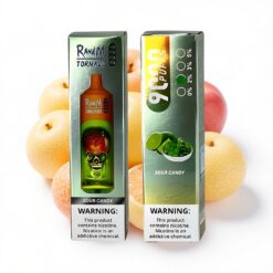 RandM Fumot Tornado 9000 Puffs 18ml Flüssigkeitskapazität Mesh Coil RGB Display Sauerbonbon